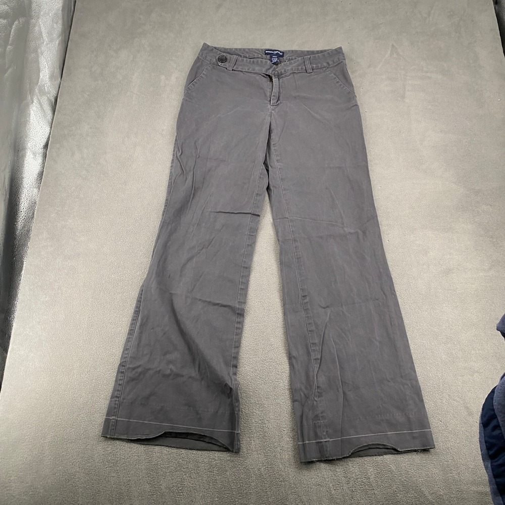 Banana Republic Womens Gray Stretch Wide Leg Chino Trousers Size 10 Casual Pants